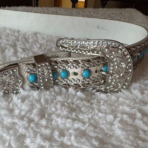 Silver and Turquoise Embellished Belt